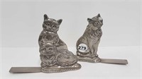PEWTER CAT BOOKENDS