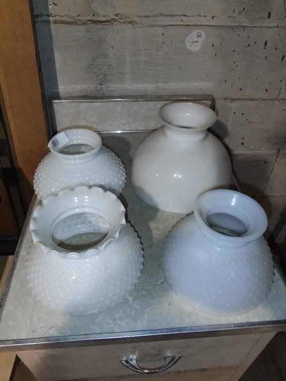 4 Milk Glass Globes