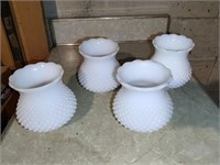 4 Matching Milk Glass Globes
