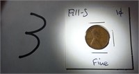 1911 - S Lincoln One Cent Fine