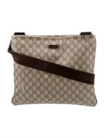 Gucci Gg Supreme Leather Trim Flat Messenger Bag