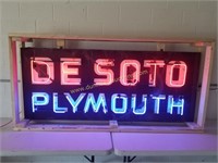 Desoto Plymouth Porcelain Neon Sign