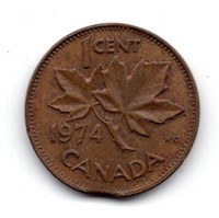 1974 Canada 1 Cent Clipped Planchet Error