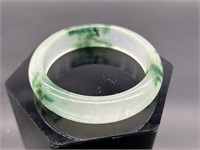 White & Green Jade Bangle Bracelet