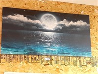 canvas photo, moonlight over the  ocean/water