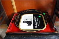 Wooden Tray, Tole Painted Trays, Black & White Sco