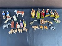 Antique lot of Christmas Nativity figures