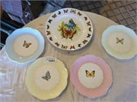 5 Vintage Butterfly Plates - 4 are LENOX Butterfly