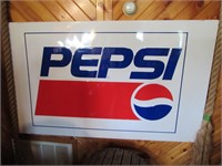 Embossed Tin Pepsi Sign 34.5" x 58.5"