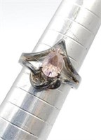 Sterling Silver Vintage Pink Gemstone Ring Sz 6
