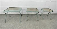 Set Of 3 Painted Metal Nesting Patio Tables