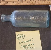 Atwood's Jaundice Bitters aqua medicine bottle