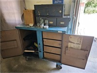 Rollaway Tool Cart with contents on and inside