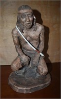 Signed Sculpture of Indian Warrior