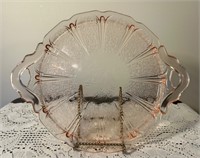Jeanette “Cherry Blossom” Pink Handled Cake Plate