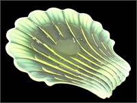 Large Opalescent Vaseline Glass Shell Platter 15"