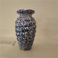 Vintage Stoneware Spongeware Swirl Vase