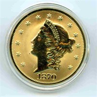 1870-CC Liberty Head $20 Double Eagle Replica