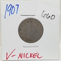 1907 V-Nickel 5 Cents