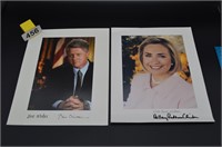Bill and Hillary Clinton Signed Portraits