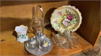 Collective lot includes two glass basket bowls,
