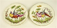 2 Early Decorated Chelsea Porcelain Plates
