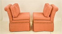 Pair of Designer Upholstered Slipper Chairs