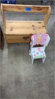 Bench toy box 28.25”W x12”D x 30”H with toddler