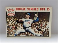 1964 Topps World Series Koufax Strikes Out 15 #136