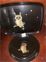 COUROC OWL SERVING TRAY & PLATE