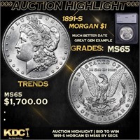 ***Auction Highlight*** 1891-s Morgan Dollar $1 Gr