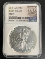 2017 US Silver Eagle $1 P NGC MS 70