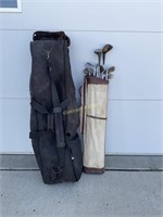 Men’s golf clubs with carrying case.