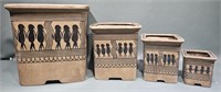 SET OF 4 GRADUATED POTTERY PLANTERS