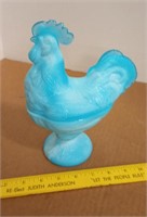 Nesting Rooster Blue Glass