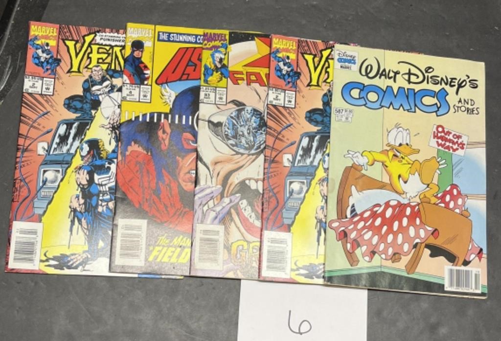 1993 (4) marvel comics & (1) Disney comic