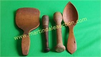 (4) Vintage Wooden Utensils