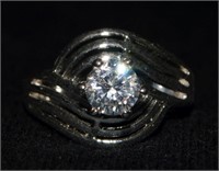 925 Silver & CZ Cocktail Ring - sz 7