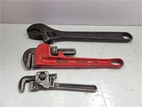 (2) Pipe Wrenches & (1) Crescent Wrench, USA Made
