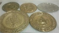 5 metal decorative platters