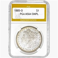 1885-O Morgan Silver Dollar PGA MS64 DMPL
