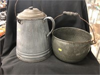 Gray Agate Coffee Pot & Pail
