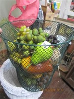 Wire Basket w/Faux Fruit