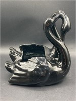 Mid Century Modern Double Black Swan Planter