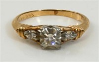 LOVELY 14/18K YELLOW GOLD ENGAGEMENT RING