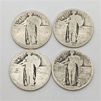 4 Silver Standing Liberty Silver Quarters