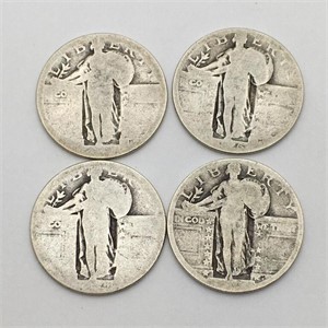 4 Silver Standing Liberty Silver Quarters
