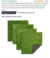 Juvale 8 PC Non-Slip Artificial Grass Tiles