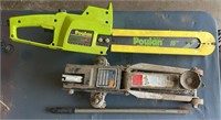 4000 lb floor Jack and electric chainsaw, Poland