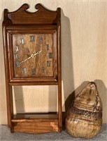 Wooden Wall Clock And Coconut Decoration